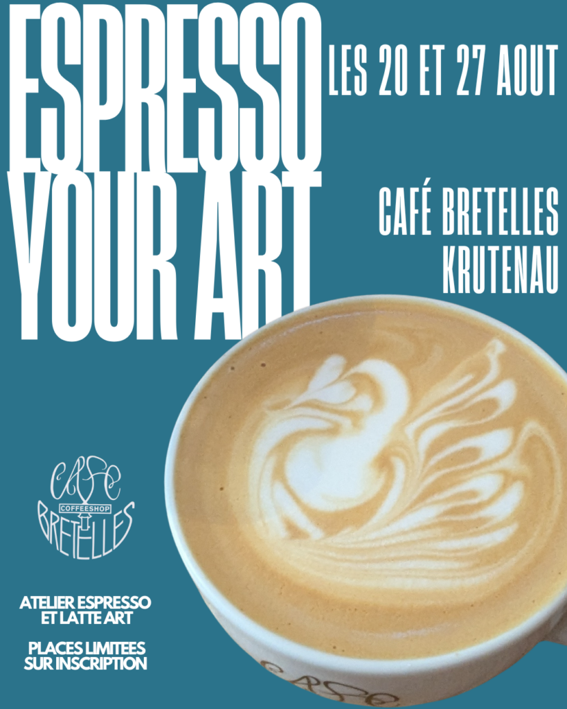 Affiche promotionnelle des ateliers de Latte Art par le Café Bretelles à Strasbourg